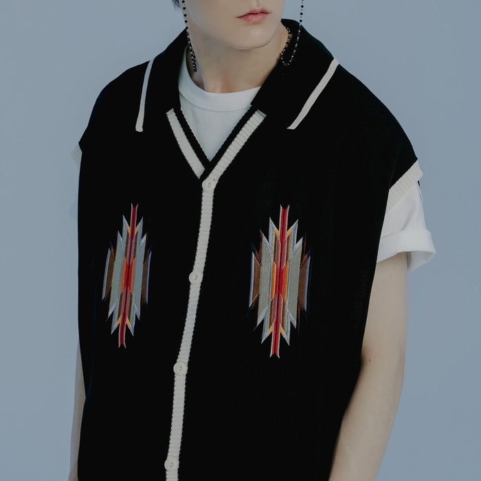 韓國Romantic Crown - ETHNIC COLLAR KNIT CARDIGAN_BLACK